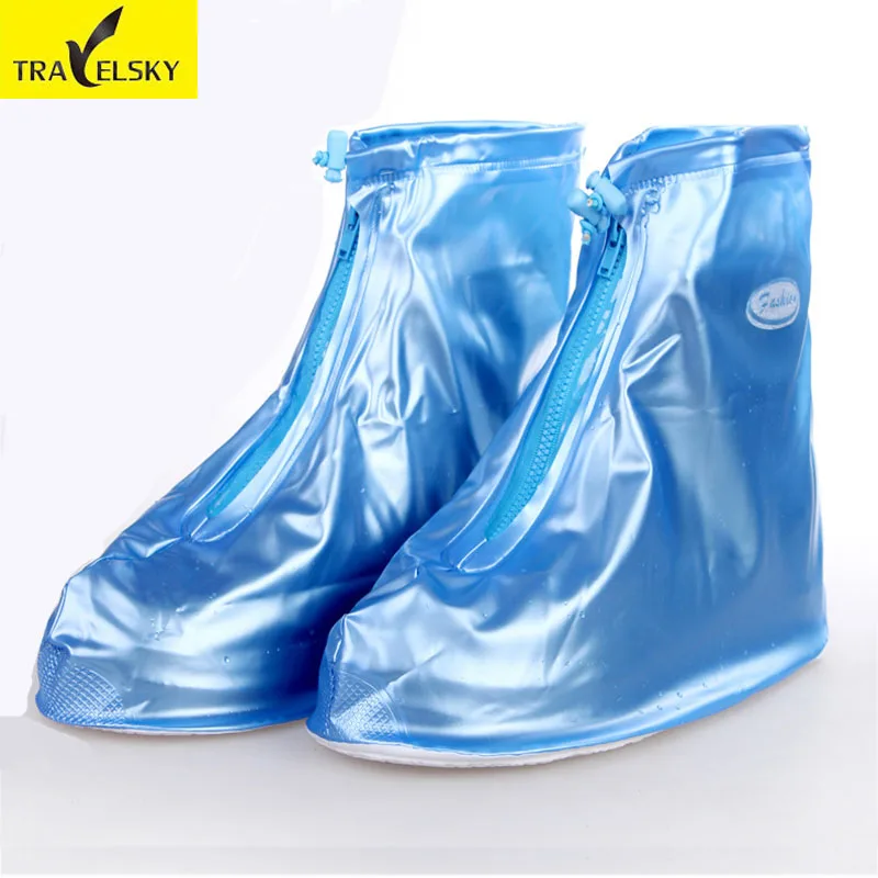 Fashion Women Adjustable Rain Shoes Cover Zipper Reusable Waterproof ...