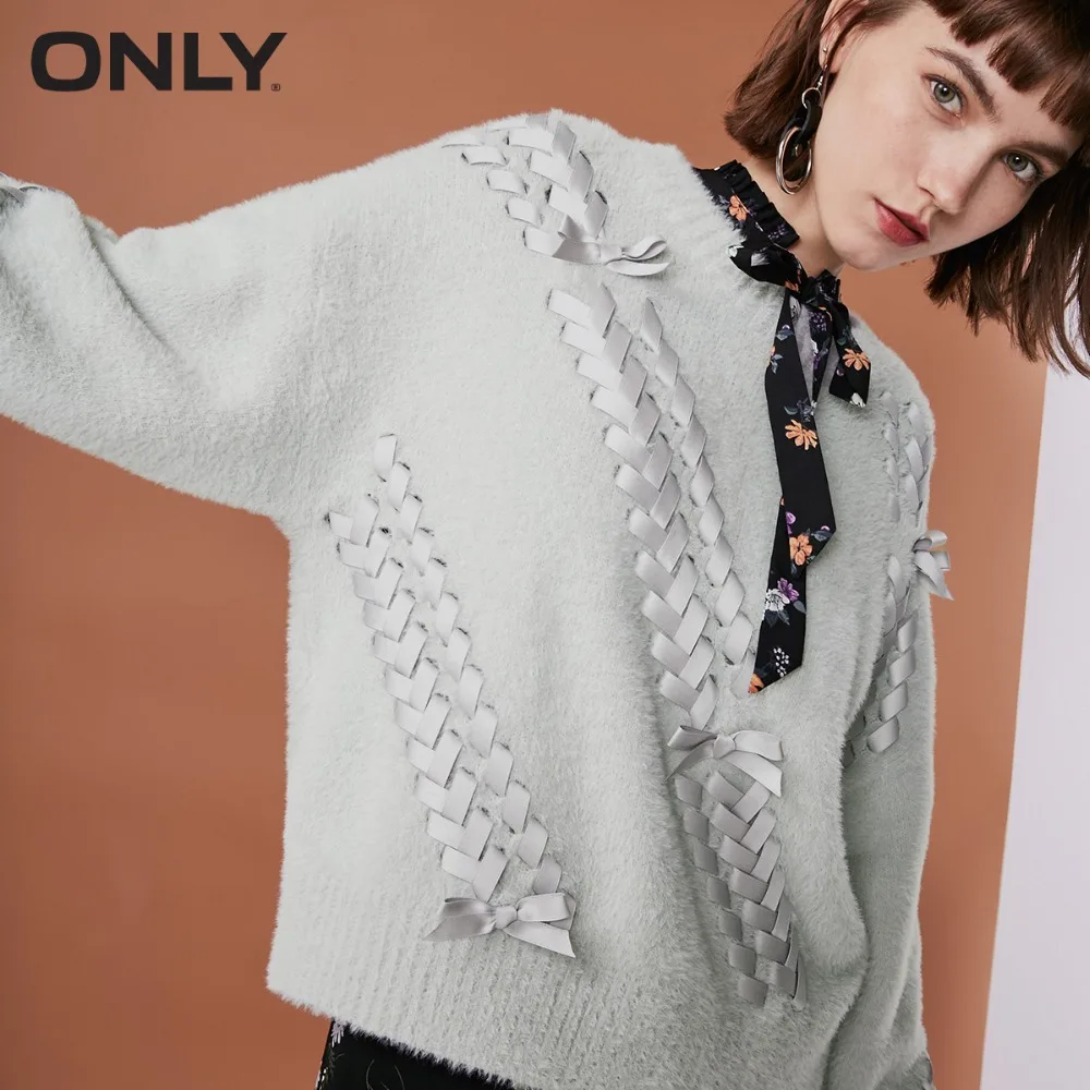 Ceny Tylko damski zimowy nowy długi, aksamitny sweter z okrągłym dekoltem krawat długi, aksamitny dzianinowy | 118313559