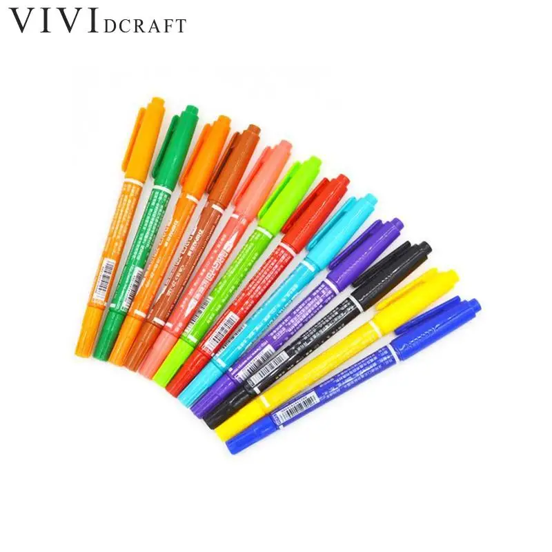 

12 Color Art Marker High Quality Marker Pen Fine Permanent Marker School Office Supplies Drop Shipping Double Tips