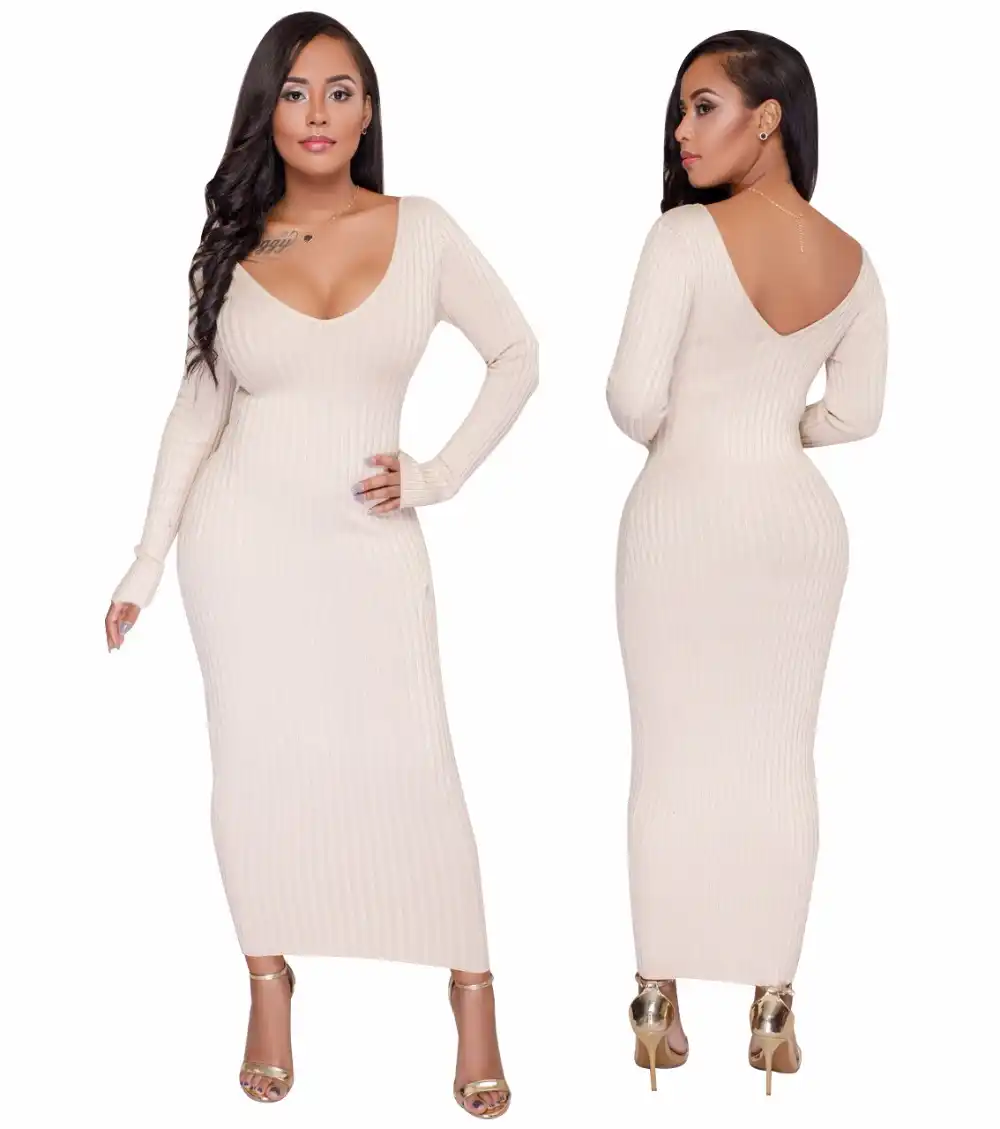 ankle length bodycon dress with sleeves