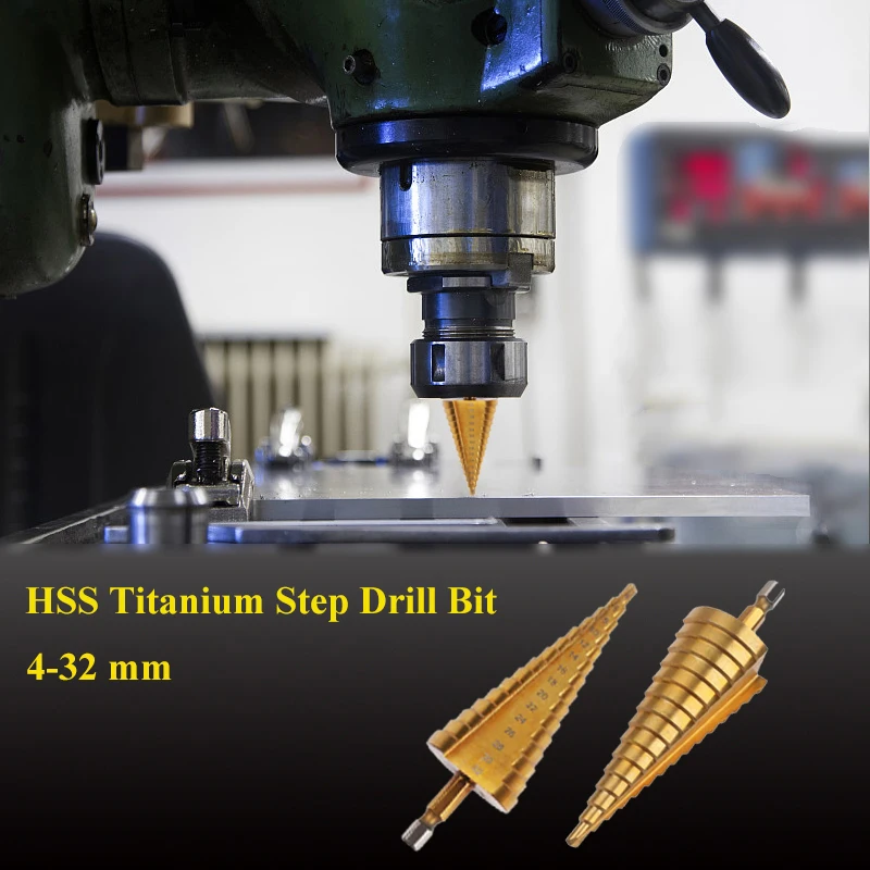 4-32 mm HSS Titanium Coated Step Drill Bit for Metal High Speed Steel Wood Drilling Power Tools Hole Cutter Step Cone Drill