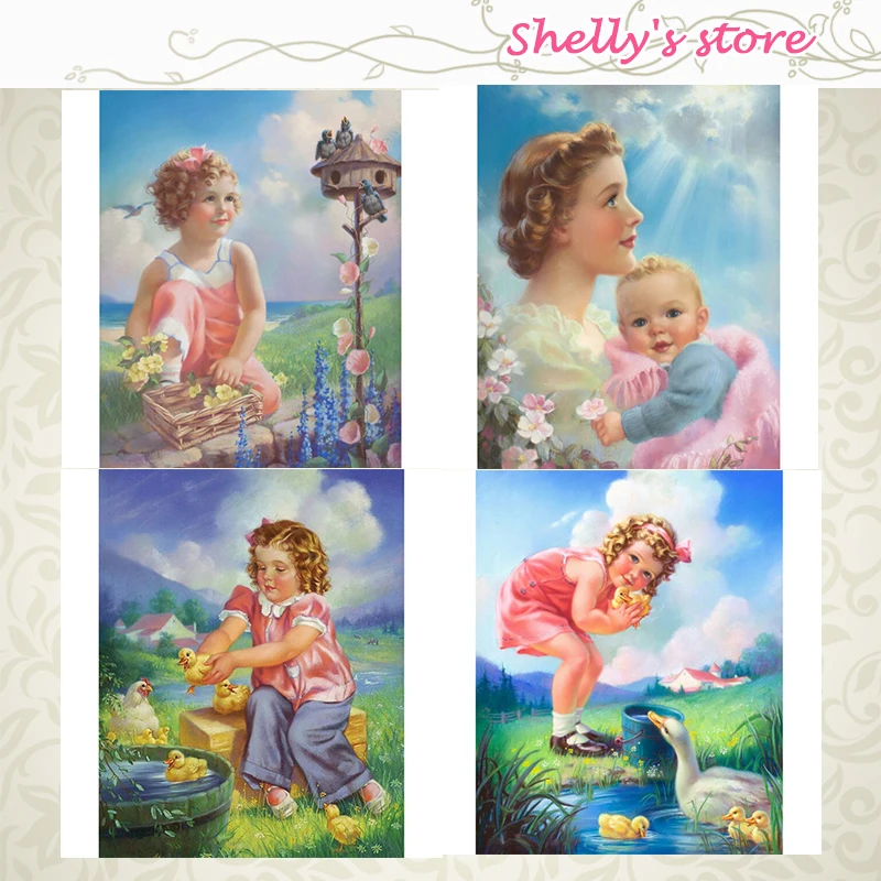 Girl Baby Oil Painting 40x50cm,Unfinished DIY Diamond Paintings stitch