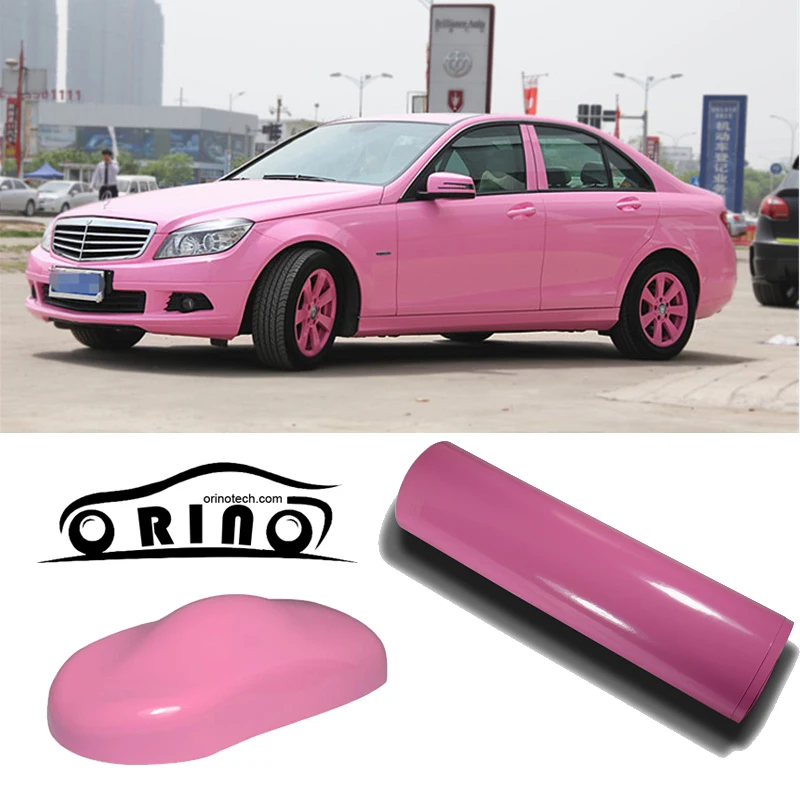 

1.52x30m/Roll High Glossy Pink Vinyl Wrap Car Wrap with Air Bubble Shiny Pink Vinyl Ultra Gloss Wrap Film black wrap