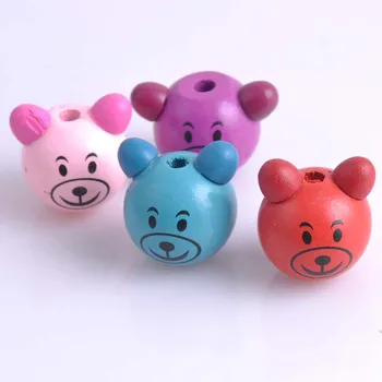 

19x29mm 10pcs Mixed color bear Pattern Wooden Spacer Beads For Jewelry making MT0608