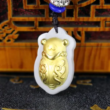 

Genuine Natural Hetian Jade Necklace Pendant 24k Gold Insect Shape Men Women Pendants For Male Female Fine Jewelry Hot Sale