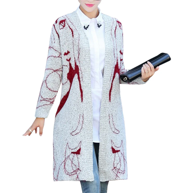 Женский свободный кардиган с рукавом летучая мышь длинный джемпер в европейском