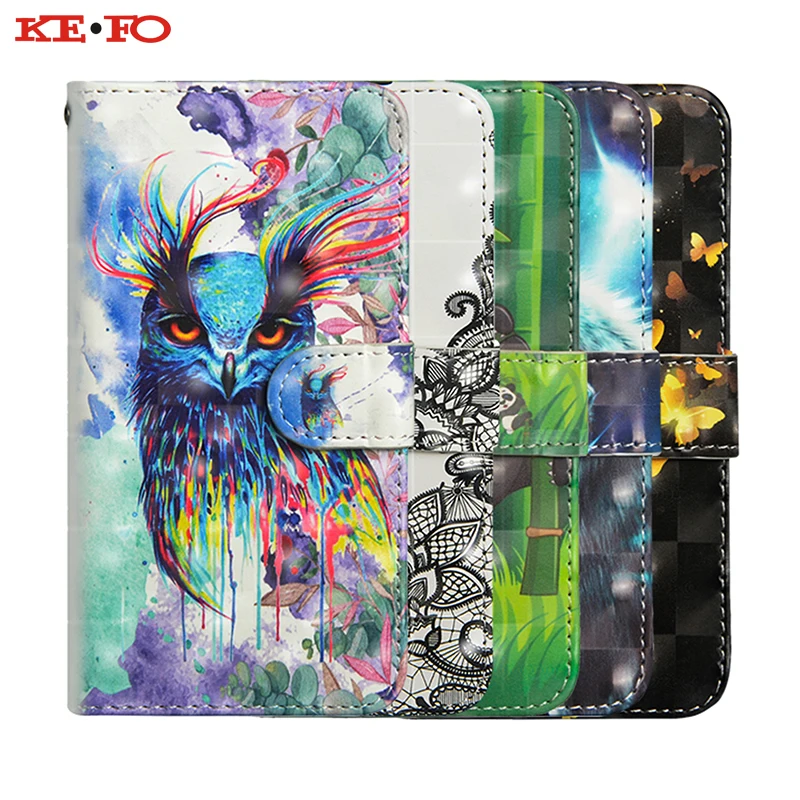 KEFO Book Style 3D Painting Leather Case For BQ Aquaris U2 Lite Magnetic Wallet Cover X Pro VS Plus | Мобильные телефоны и