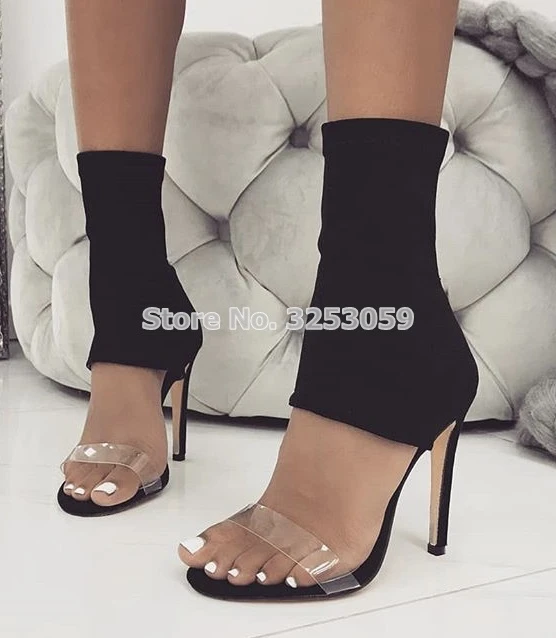 black clear ankle boots