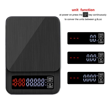 

High Accuracy Digital Kitchen Scale Timer 5kg/0.1g Electronic Coffee Scale with Timer Coffee Weight Balance Rechargeable