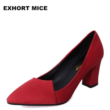 

2019 Women Pumps Ankle Strap Thick Heel Women Shoes Square Toe Mid Heels Dress Work Comfortable Ladies Shoes Rough with 7 cm #1