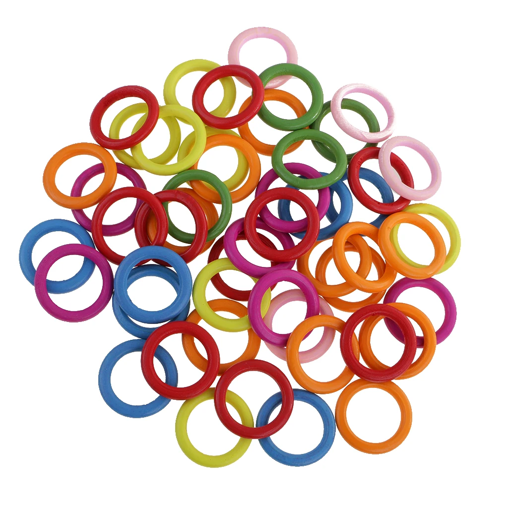50pcs Colorful Wood Circle Ring Pendant Connectors DIY Jewelry Findings 33mm