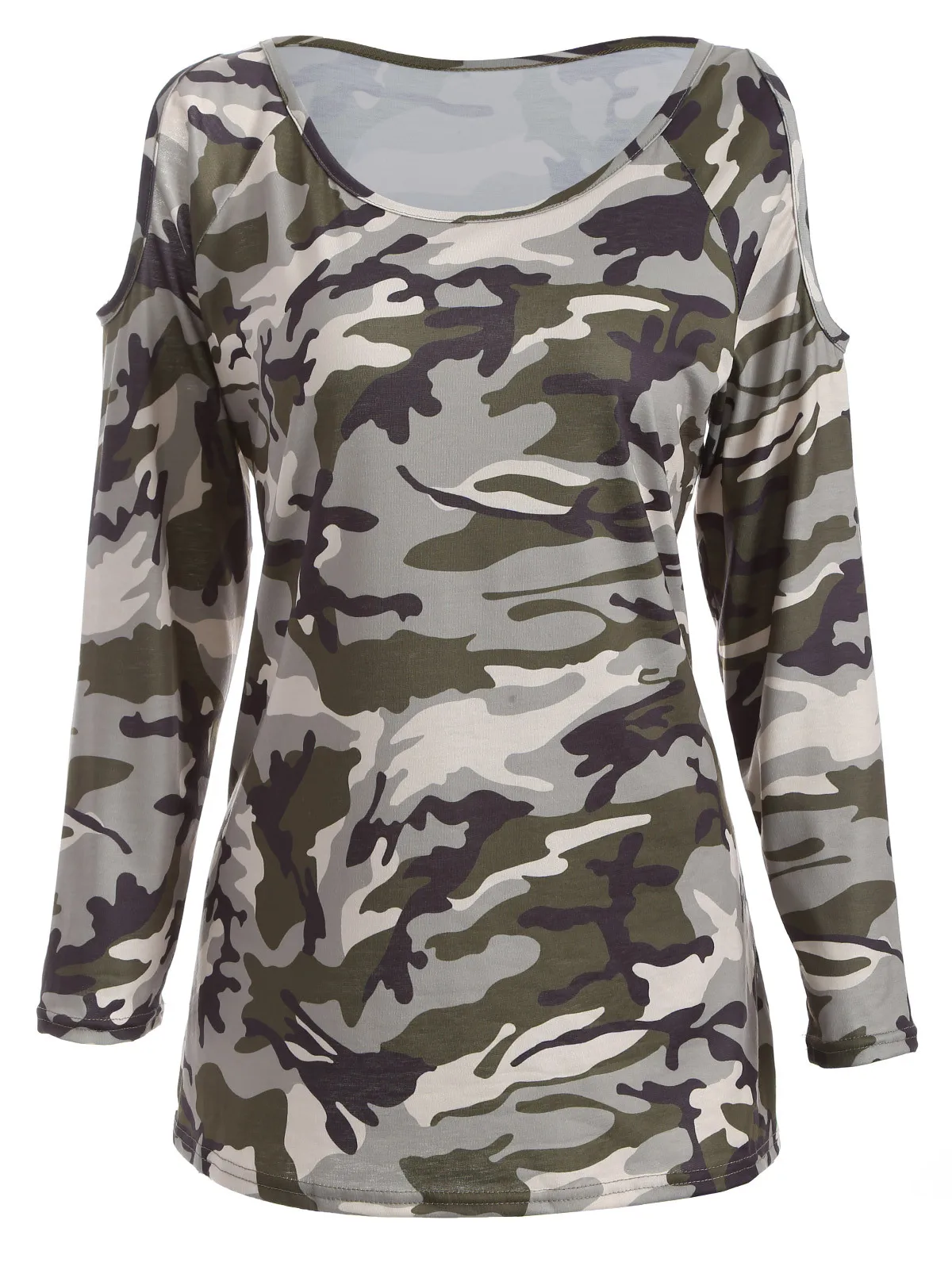 Aliexpress.com : Buy Women Camouflage T shirt O neck Strapless Long ...