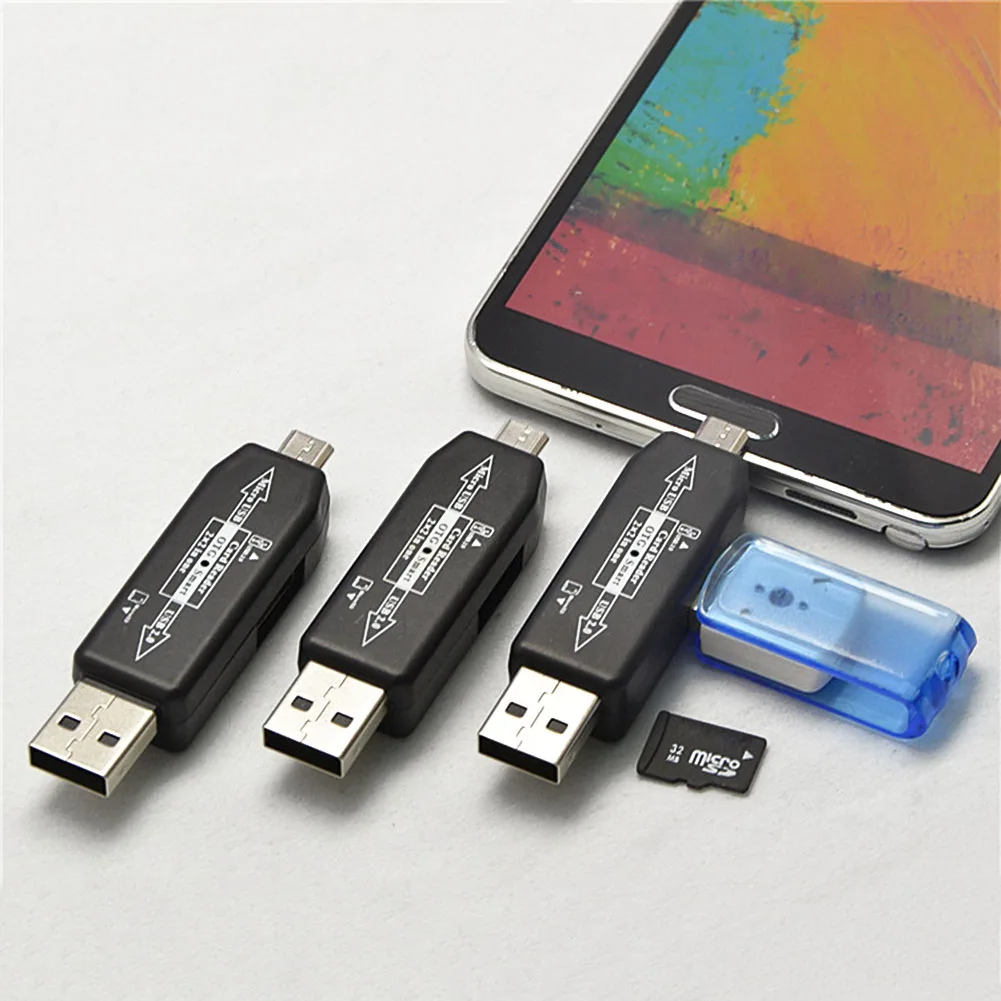 2 в 1 USB OTG кард-ридер Универсальный Micro USB OTG TF/SD кард-ридер телефон удлинитель адаптер@ JH