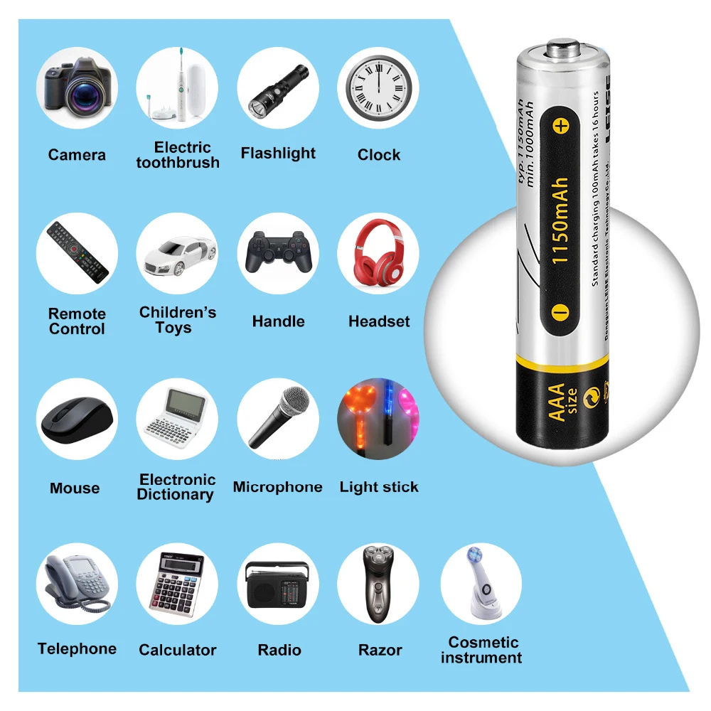 12 шт./лот Leise AAA батарея камера перезаряжаемая 1 2 v NIMH 3A 1150mah Ni MH аккумуляторы 1000