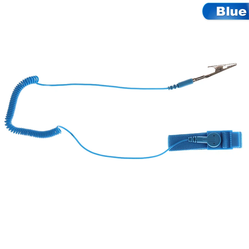 Синий Регулируемый Антистатический браслет электростатический ESD discharge кабель многоразовый ремешок на запястье ремешок с заземлением провода