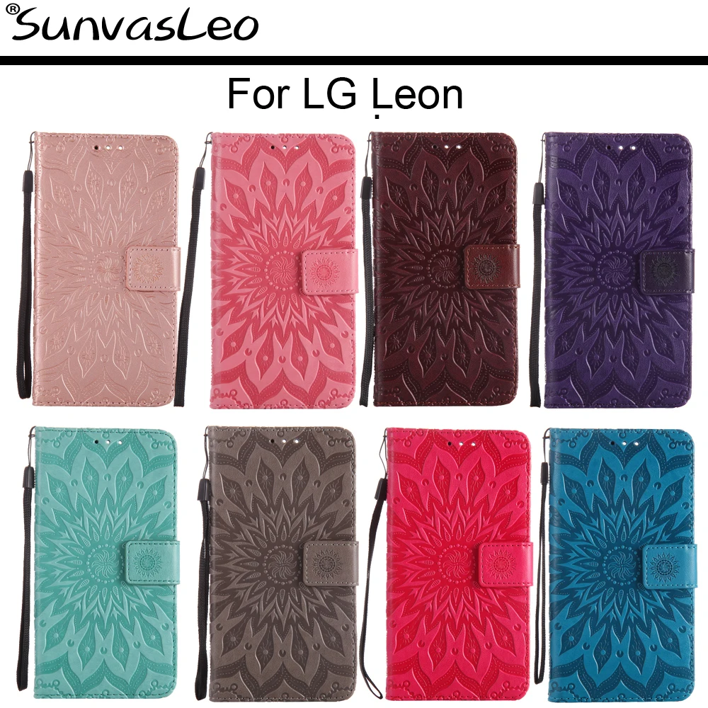

For LG Leon 4G LTE H340 H342 H320 C40 C50 Flip Leather Case Embossing Wallet Back Cover Skin Shell Stander Holder Fundas Capa