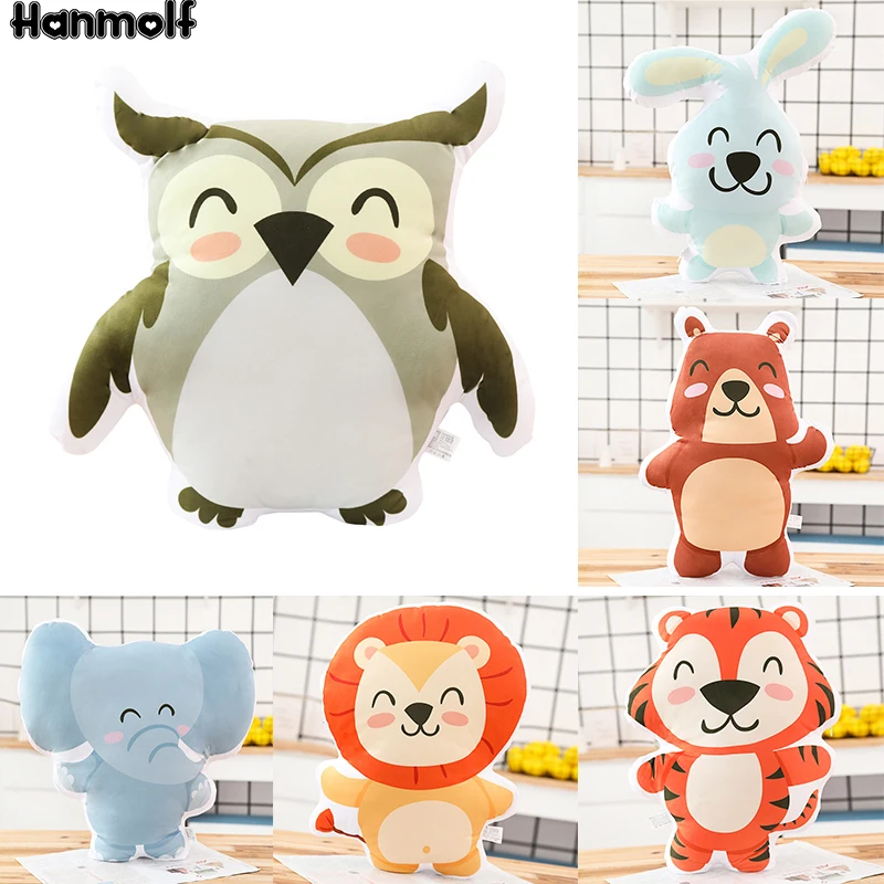 

Printing Animal Shaped Pillows Plush Stuffed Cartoon Pillow Kids Throw Pillow Owl Rabbit Elephant Leo Tiger Bear Gift
