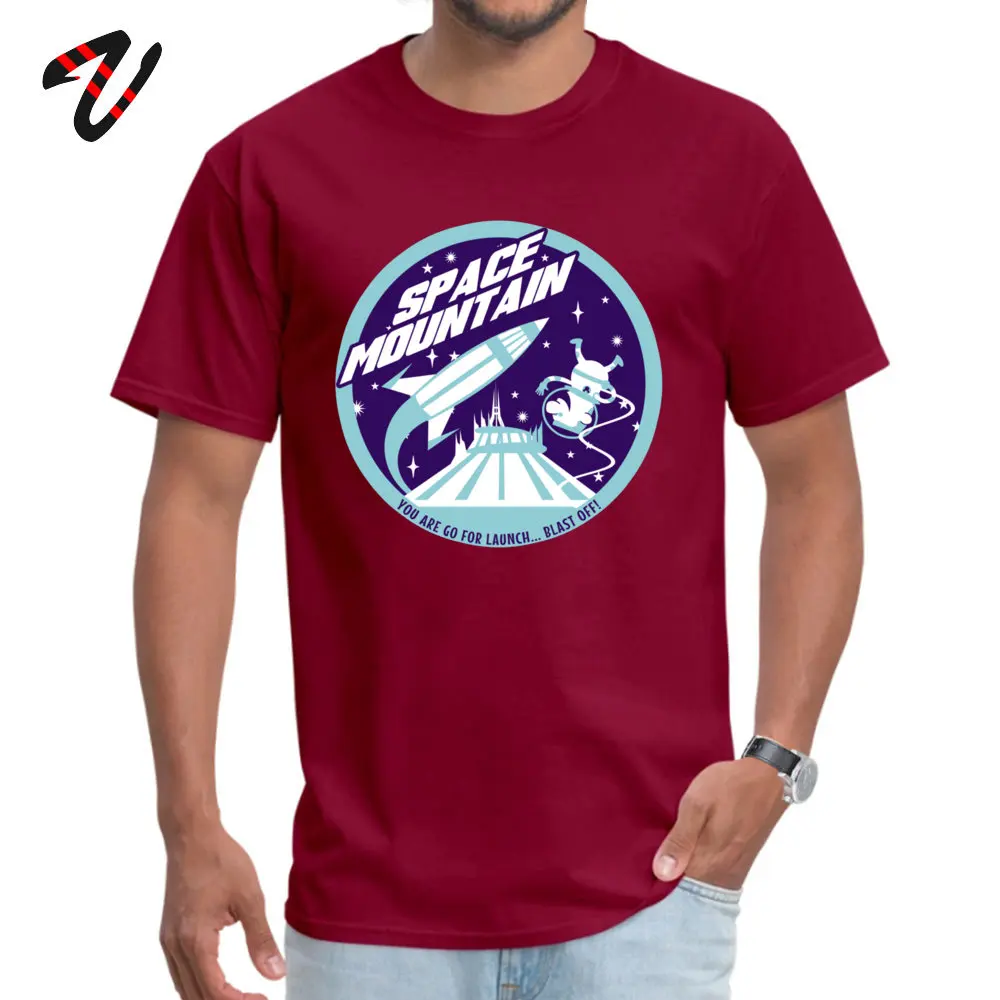 SPACE MOUNTAIN (blues) Summer T Shirt Short Sleeve for Men Pure Cotton Summer/Fall Crew Neck Tshirts Simple Style T-Shirt Rife SPACE MOUNTAIN (blues)14892 maroon