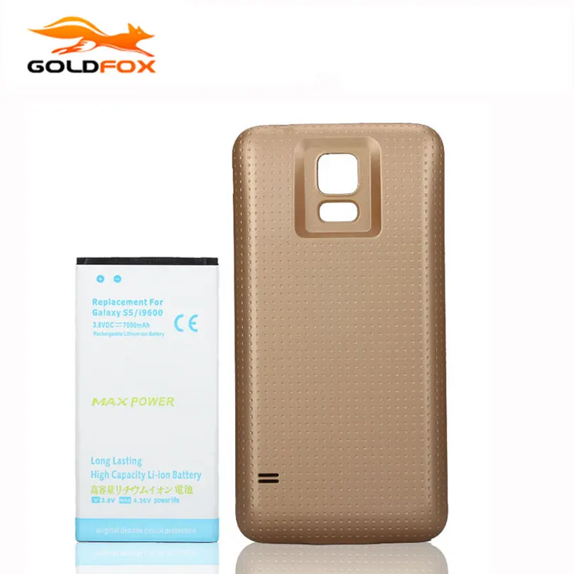 

Battery for Samsung Galaxy S5 i9600 Gold High Capacity 7000mAh Extended Backup Battery + Back Cover Case Quality