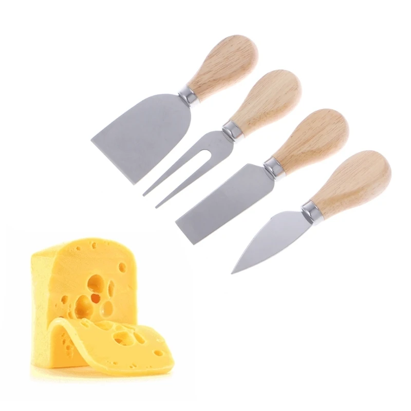 4pcs set Knives Bard Set Oak bamboo wood Handle Cheese Knife slicer Kit