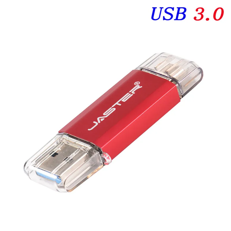 JASTER OTG 2 в 1 USB флеш-накопители USB3.0& type-C& Micro USB 256 ГБ 128 Гб 64 Гб 32 Гб 16 Гб флешки двойной флеш-накопитель Cle USB - Цвет: Ren