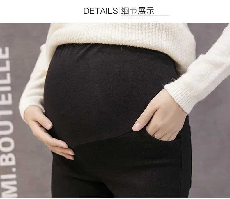 Осенние и зимние брюки для беременных женщин, модные брюки для беременных с кроличьим мехом, узкие брюки для беременных женщин