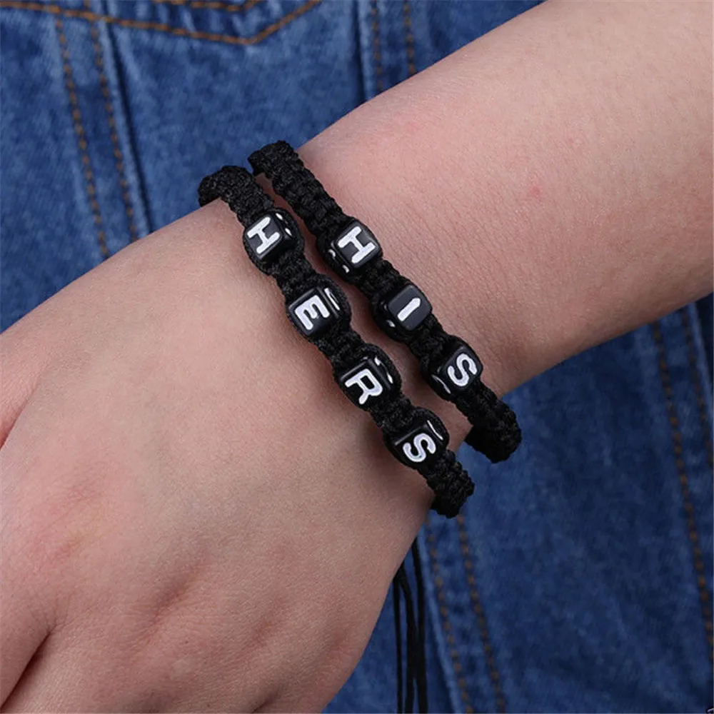 2pcs Fashion Cute Couples Bracelet Lovers HIS and HERS Handmade Charm