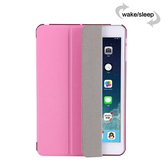 Чехол для планшета для Ipad Air 1 крышка модель A1474 A1475 A1476 PFHEU Цвет PU ультра тонкий магнит сна wake up Чехол Smart Cover - Цвет: Pink