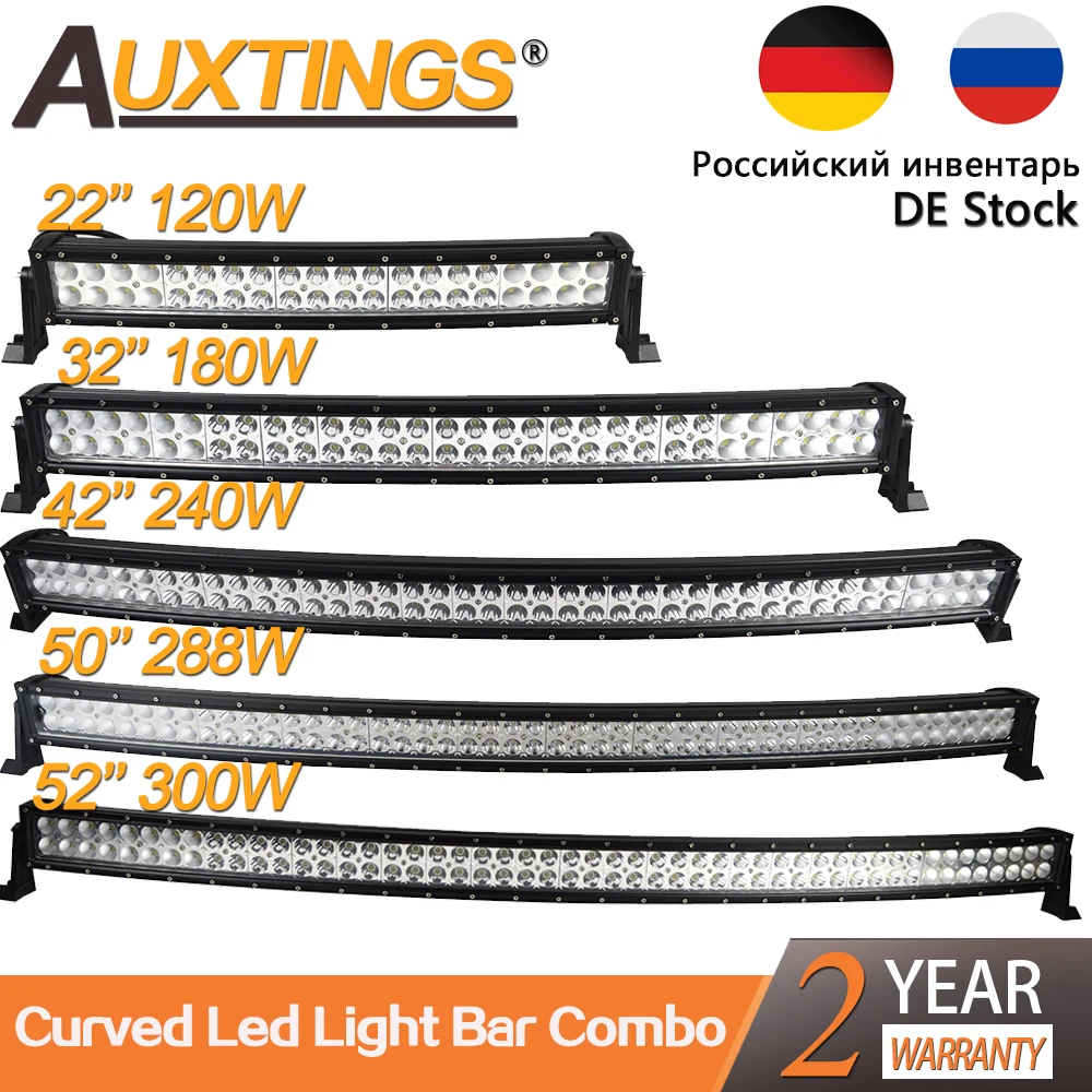 Ceny Auxtings 21 32 42 50 52 Cal zakrzywione listwa świetlna led 120W 180W 240W 288W 300W jazdy Offroad samochodów ciężarówka 4x4 SUV ATV 12V 24V