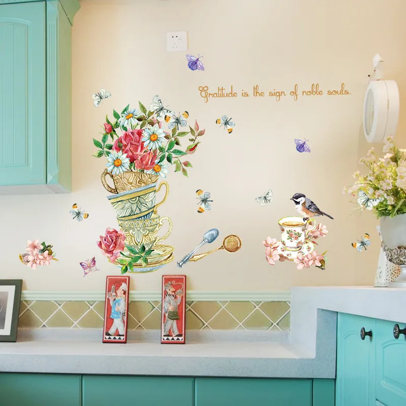 

Flower and bird pattern wall sticker Spring Mobile Creative Wall Affixed With Decorative Wall Window Decoration 50x70 cm