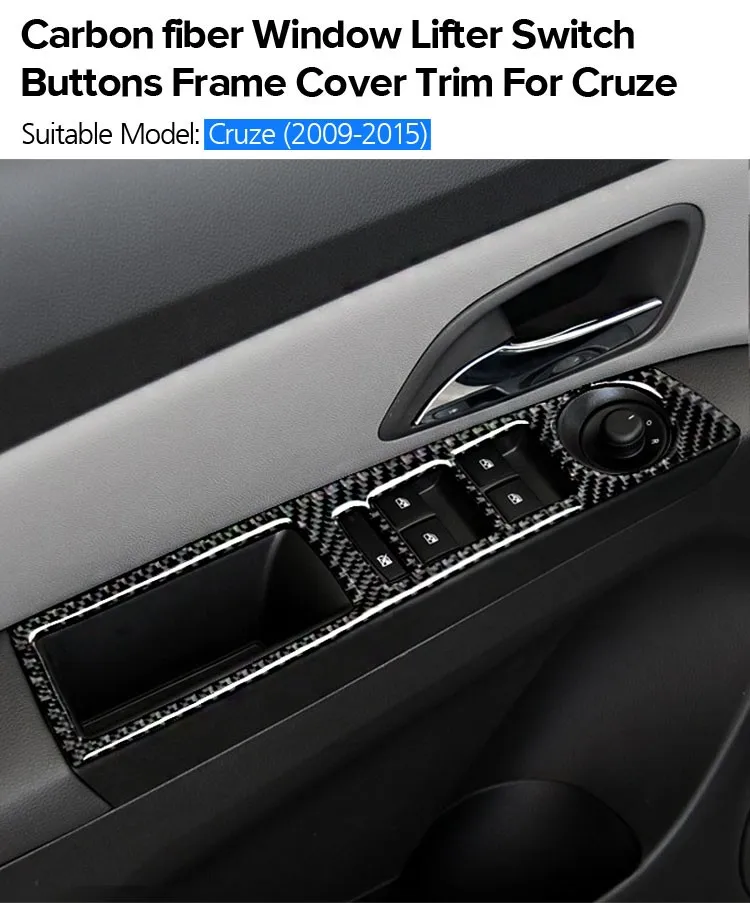 4 шт./компл. углеродного волокна переключатель стеклоподъемника украшения Панель накладка Стикеры для Chevrolet Cruze 2009- стайлинга автомобилей