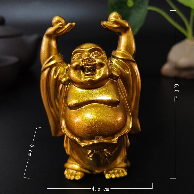 Золотой Китайский смеющаяся статуя Будды украшения фэн шуй Майтрея Будда скульптуры статуэтки домашний сад декоративные статуэтки