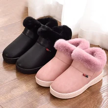 Moda feminina botas de inverno quente couro do plutônio à prova dplush água pelúcia casa sapatos homens casal meninos meninas casa interior ao ar livre botas mujer