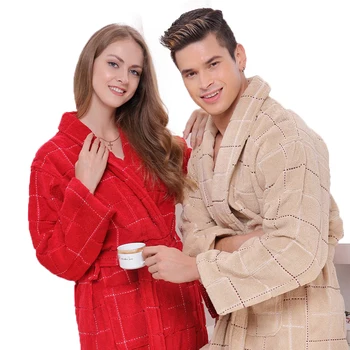 

Cotton bathrobe men XXL pajamas women sleepwear nightgown thicken long soft towel fleece loves autumn winer red khaki