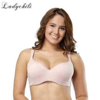 

Ladychili Excellent Khaki Color Full Cup 85-90CDE Cup Large Size For Big Breast Satin Bra Wide Strap Push Up Thin Bra WD29