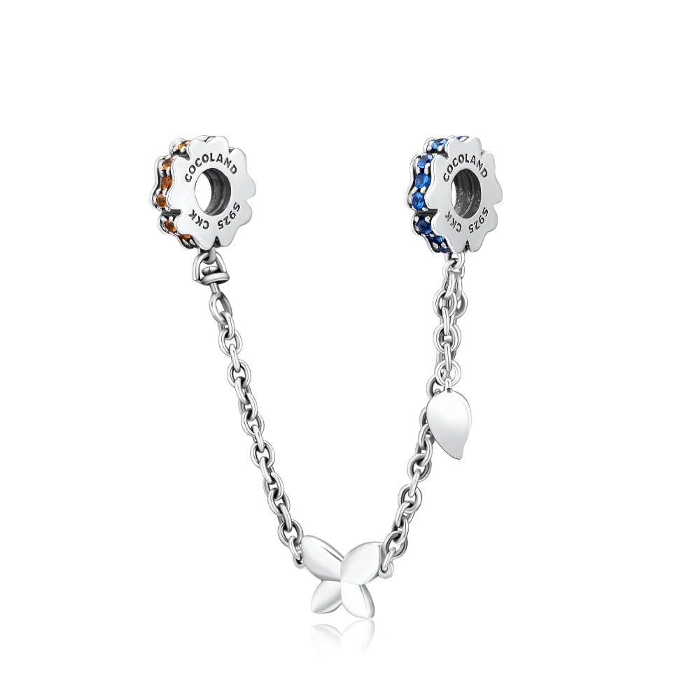 Beads fit for Pandora Bracelets Wildflower Meadow Safety Chain charms 100% 925 Sterling Silver Jewelry Free Shipping | Украшения и