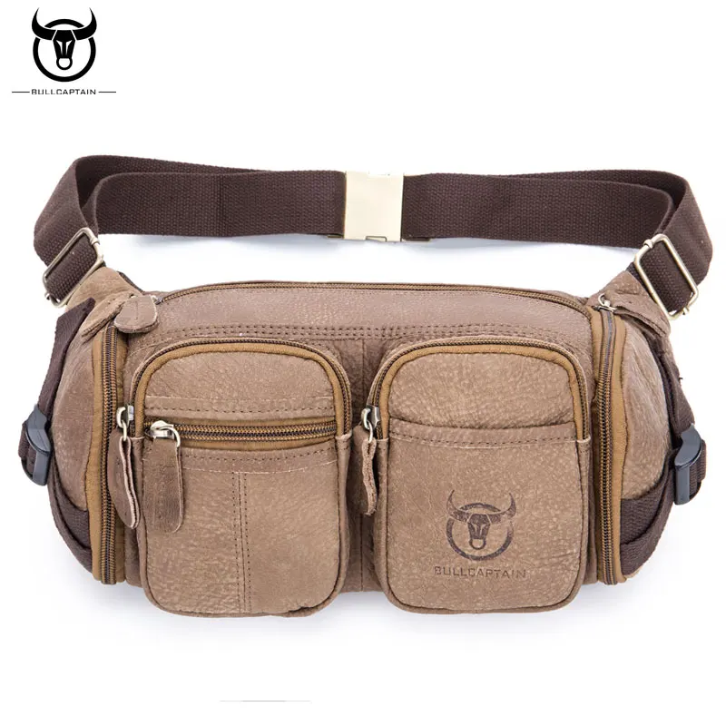 

BULLCATAIN male pockets chest bag shoulder Messenger bag frosted suede leather hip belt bag sports waterproof pockets