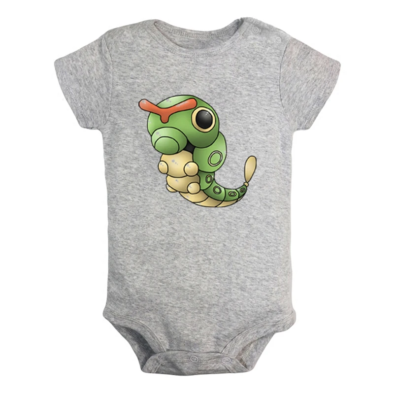 

Cute Pokemon Caterpie Metapod Weedle Poliwag Design Newborn Baby Boys Girls Outfits Jumpsuit Printing Infant Bodysuit Clothes