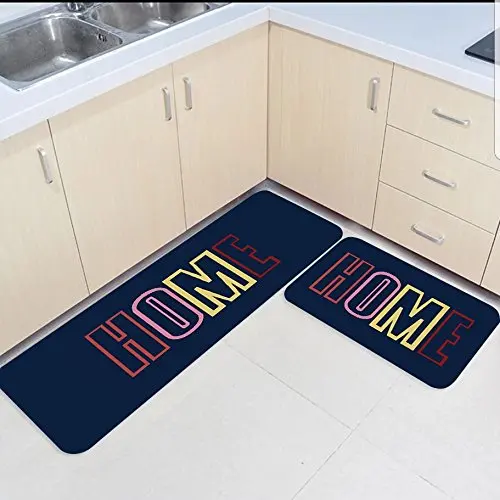 

2 Piece Kitchen Mats and Rugs Set Love Home Word Navy Blue Home Deocr Non Skid Area Runner Doormats Carpet