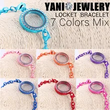 Shuyani смешанный 7 Радужный подвешиваемый кулон браслет сплав стекло жизни очарование медальона памяти браслеты оптом