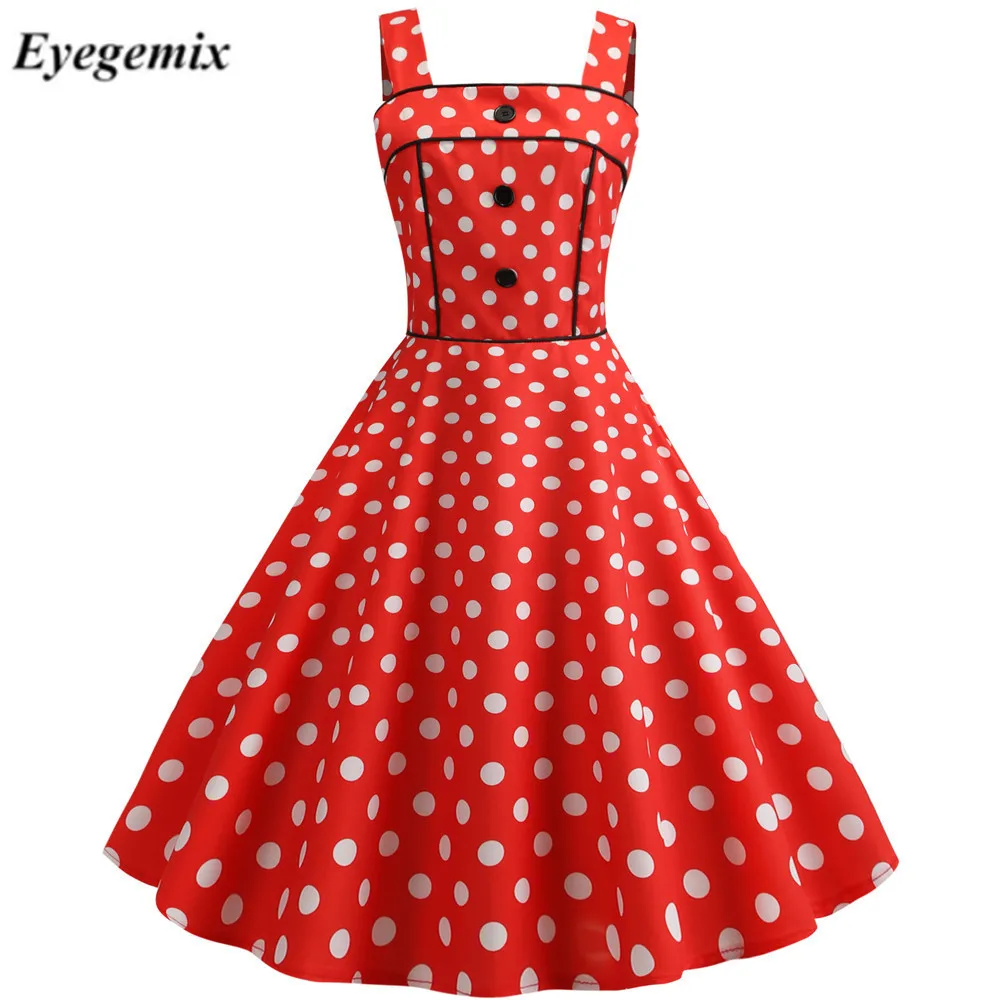 

Women Vintage Dress Robe Vestidos Summer 1950s 60s Polka Dot Party Dresses Casual Elegant Rockabilly Pin Up Sundress Plus Size