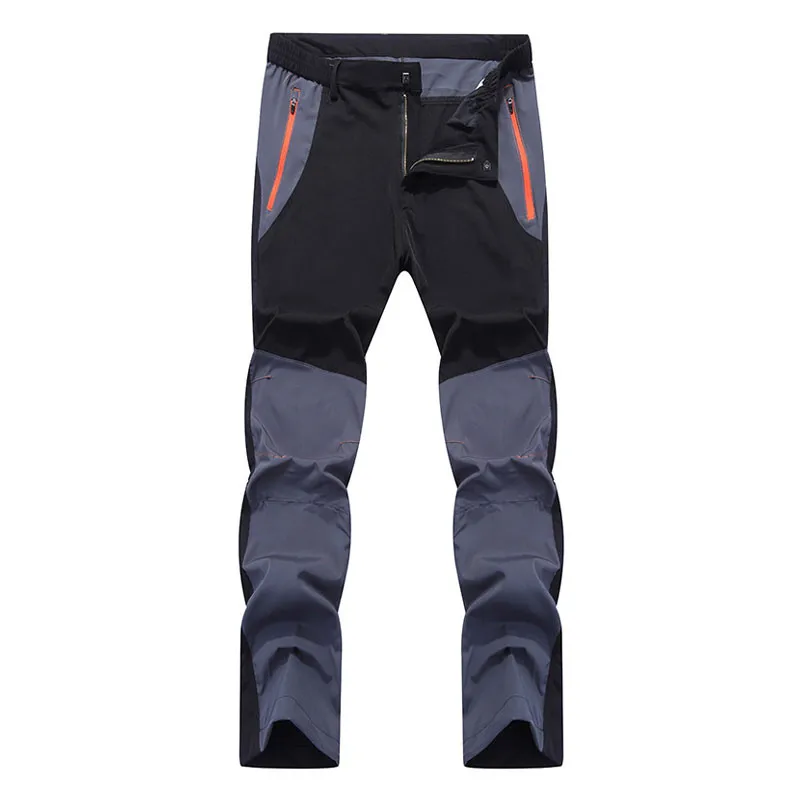 LUTU сращивающиеся цветные походные брюки мужские дышащие быстросохнущие мужские брюки эластичные водонепроницаемые треккинговые брюки для лета - Цвет: black and light blue