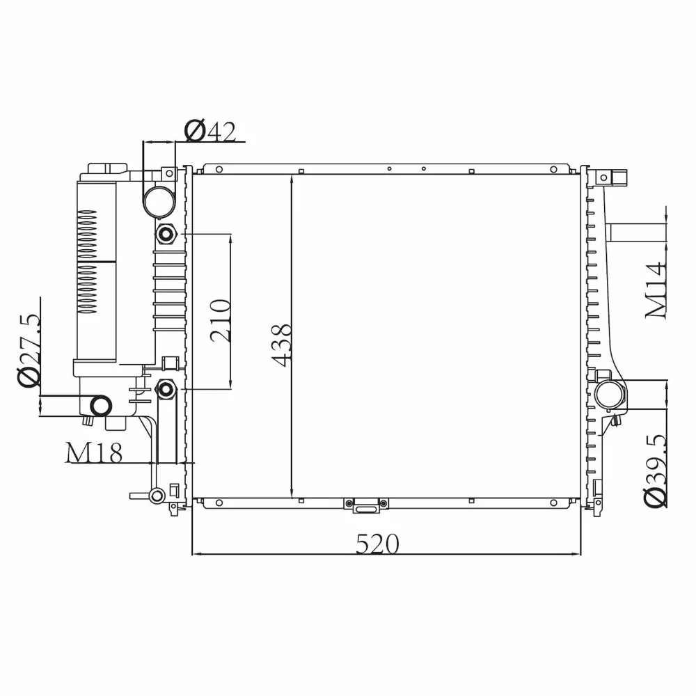 Автомобильный радиатор для BMW 5er Touring E34 518i 520i 525i 24 V 525ix 1989-1992 525 89-95 M40 при температуре не выше 1719309 1.468.469