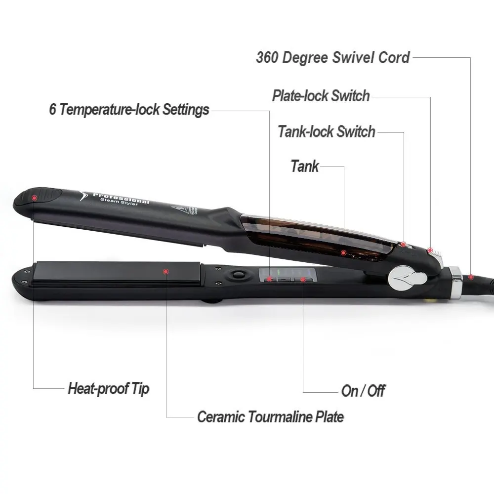  CHJ Professional Steam Hair Straightener Ceramic Steampod Flat Iron Vapor Straightening Iron Hair I
