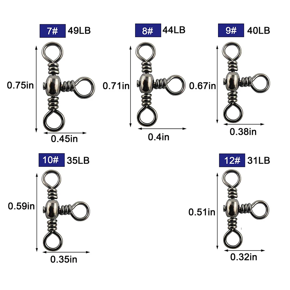 20 шт. три 3 пути поперечной линии баррель рыболовный поворотный с твердым кольцом Вертлюги разъем быстро прокатки Вертлюги снасти Аксессуары