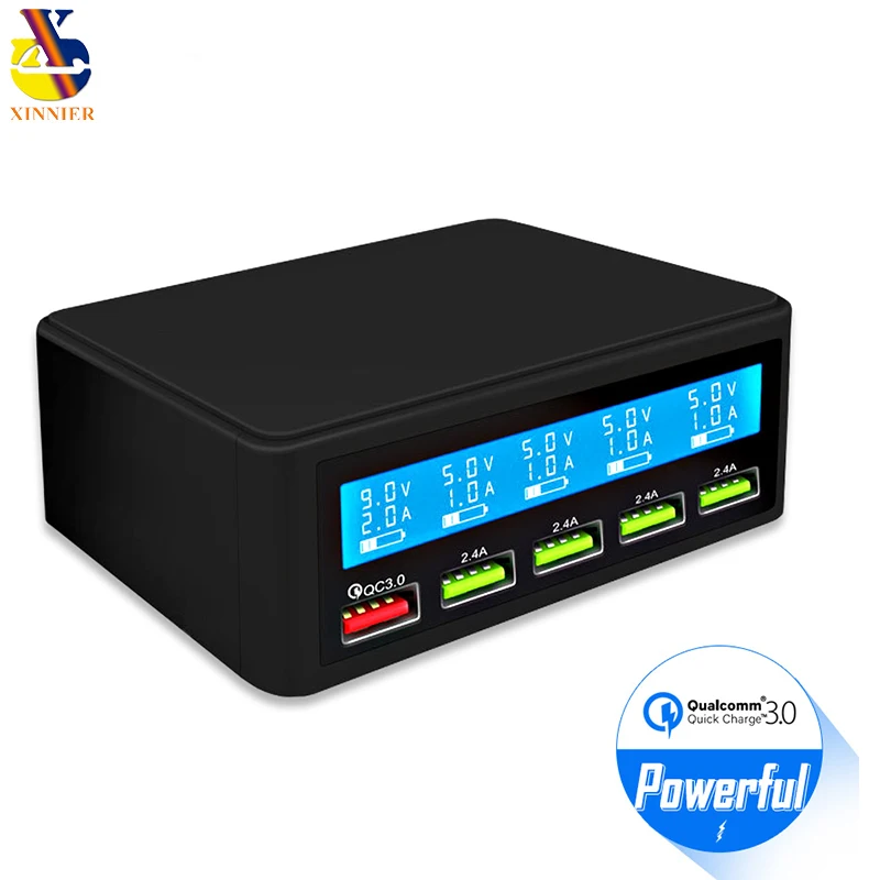 

5 Port USB Multi Charger Station Quick Charge 3.0 Fast Charging Multiple USB Charger HUB LED Display QC 3.0 Universal Chargers