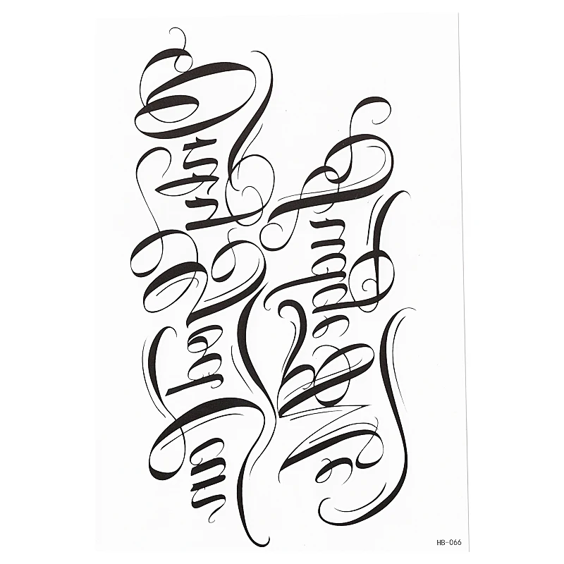 Black Words Temporary Tattoo Sticker Letter Art Waterproof Tattoo Paste