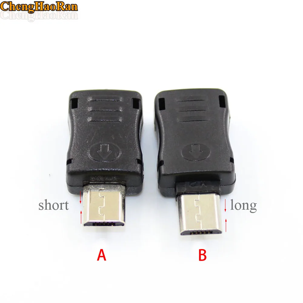 

ChengHaoRan V8 Long / Short type DIY Micro USB Male Plug Connectors Kit Covers Black White 5P Data Line Accessories Interface