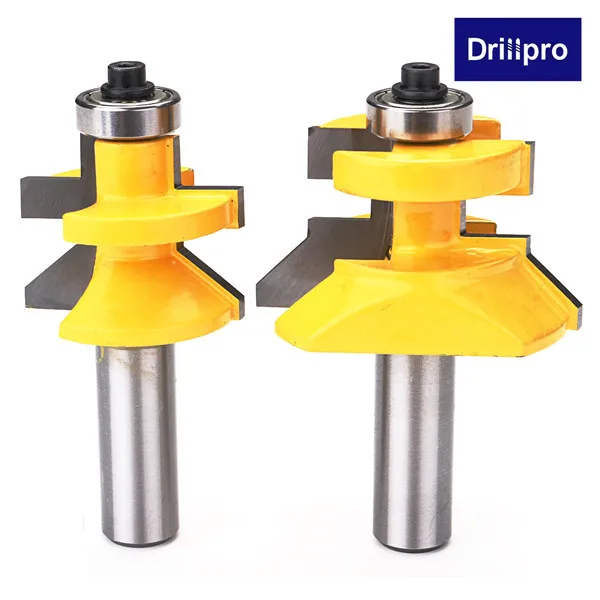 

45 Degree Router bit 1/2 "X 3" Shank Drillpro Woodworking Matched Tongue & Groove V- Notch Router Bit Set