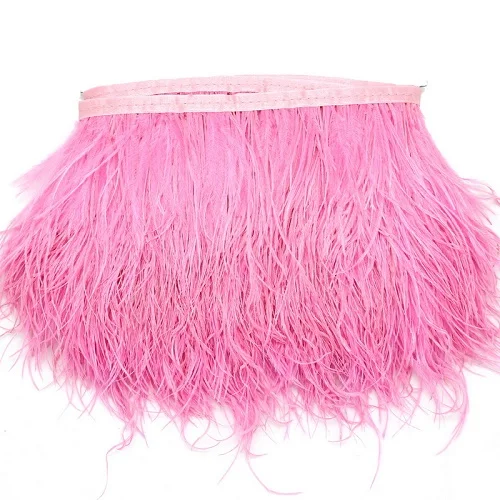 Высокое качество, 1 метр/сумка, разные цвета, на выбор, красивые страусиные перья, для рукоделия из страусовых перьев, украшения для свадебной вечеринки 8-10 см - Цвет: Pink